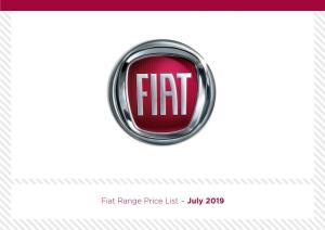 Fiat Range Price List – July 2019