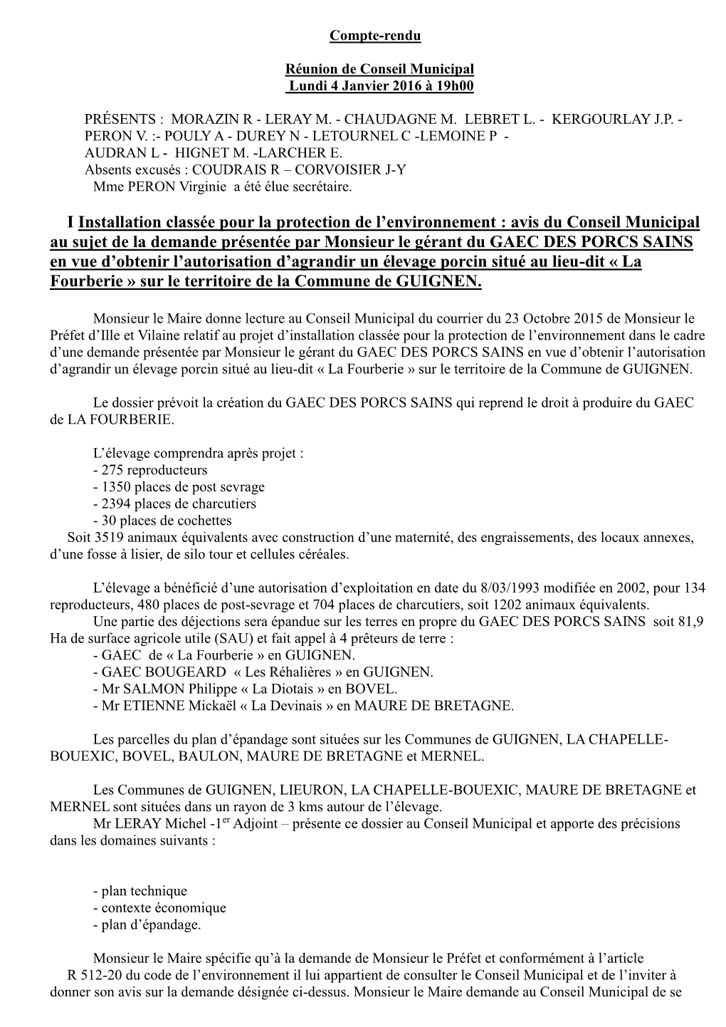 Avis Du Conseil Municipal Au Sujet De La Demande Présentée P