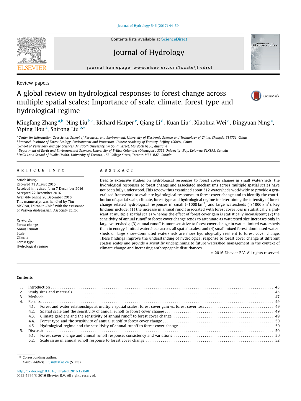 Journal of Hydrology 546 (2017) 44–59