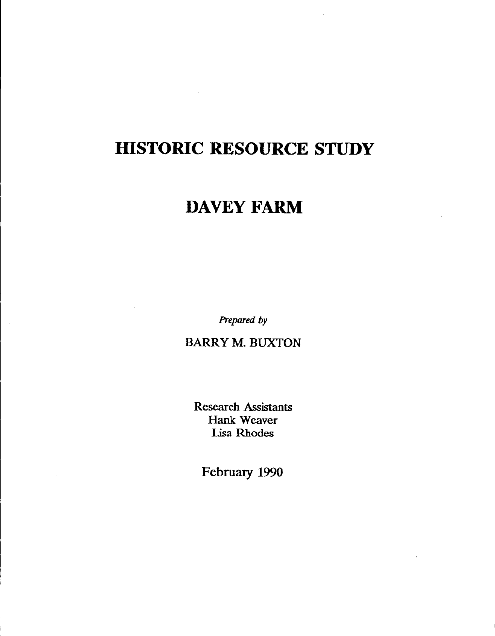 Idstoric Resource Study