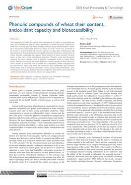 Phenolic Compounds of Wheat Their Content, Antioxidant Capacity and Bioaccessibility