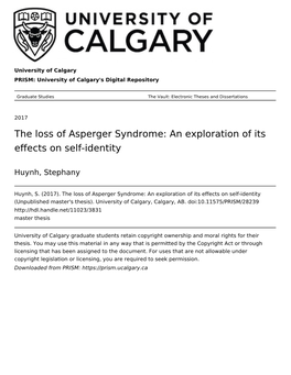 The Loss of Asperger Syndrome: an Exploration of Its Effects on Self-Identity