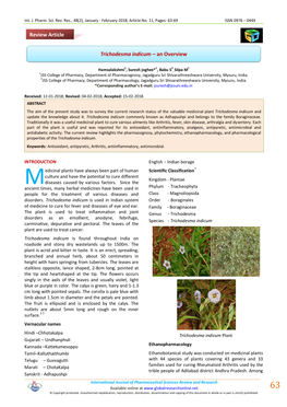 Trichodesma Indicum – an Overview