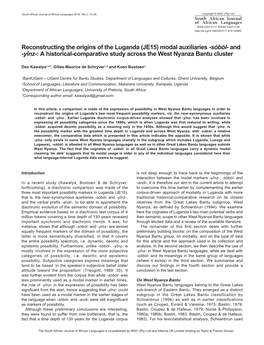 Reconstructing the Origins of the Luganda (JE15) Modal Auxiliaries -Sóból- and -Yînz-: a Historical-Comparative Study Across the West Nyanza Bantu Cluster