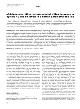 P53-Dependent G2 Arrest Associated with a Decrease in Cyclins A2 And