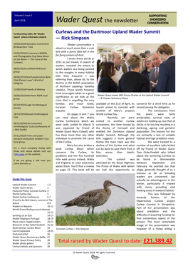Wader Quest the Newsletter Total Raised By