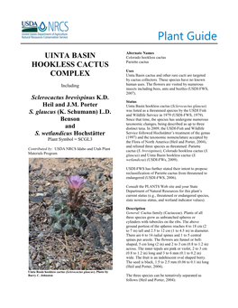 Plant Guide for Uinta Basin Hookless Cactus (Sclerocactus Glaucus)