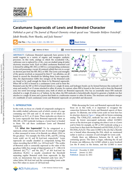 Caralumane Superacids of Lewis and Brønsted Character Published As Part of the Journal of Physical Chemistry Virtual Special Issue “Alexander Boldyrev Festschrift”