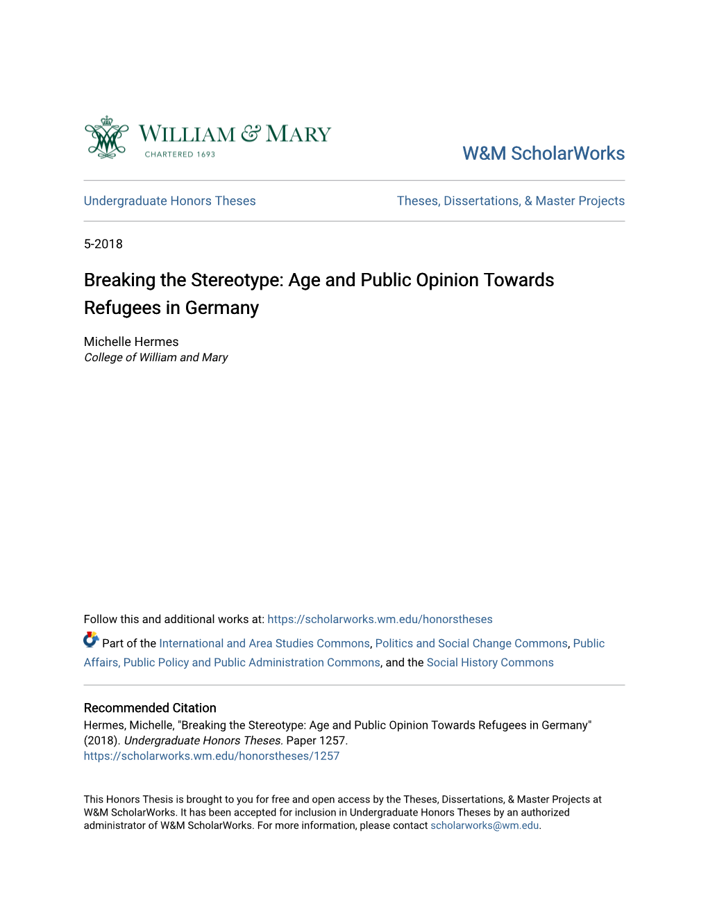 Age and Public Opinion Towards Refugees in Germany