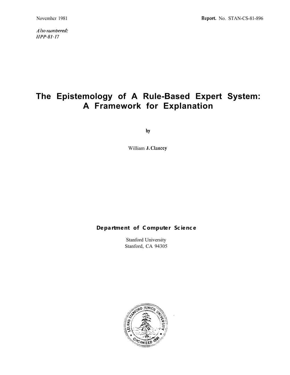 The Epistemology of a Rule-Based Expert System: a Framework for Explanation