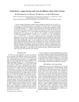Tschörtnerite, a Copper-Bearing Zeolite from the Bellberg Volcano