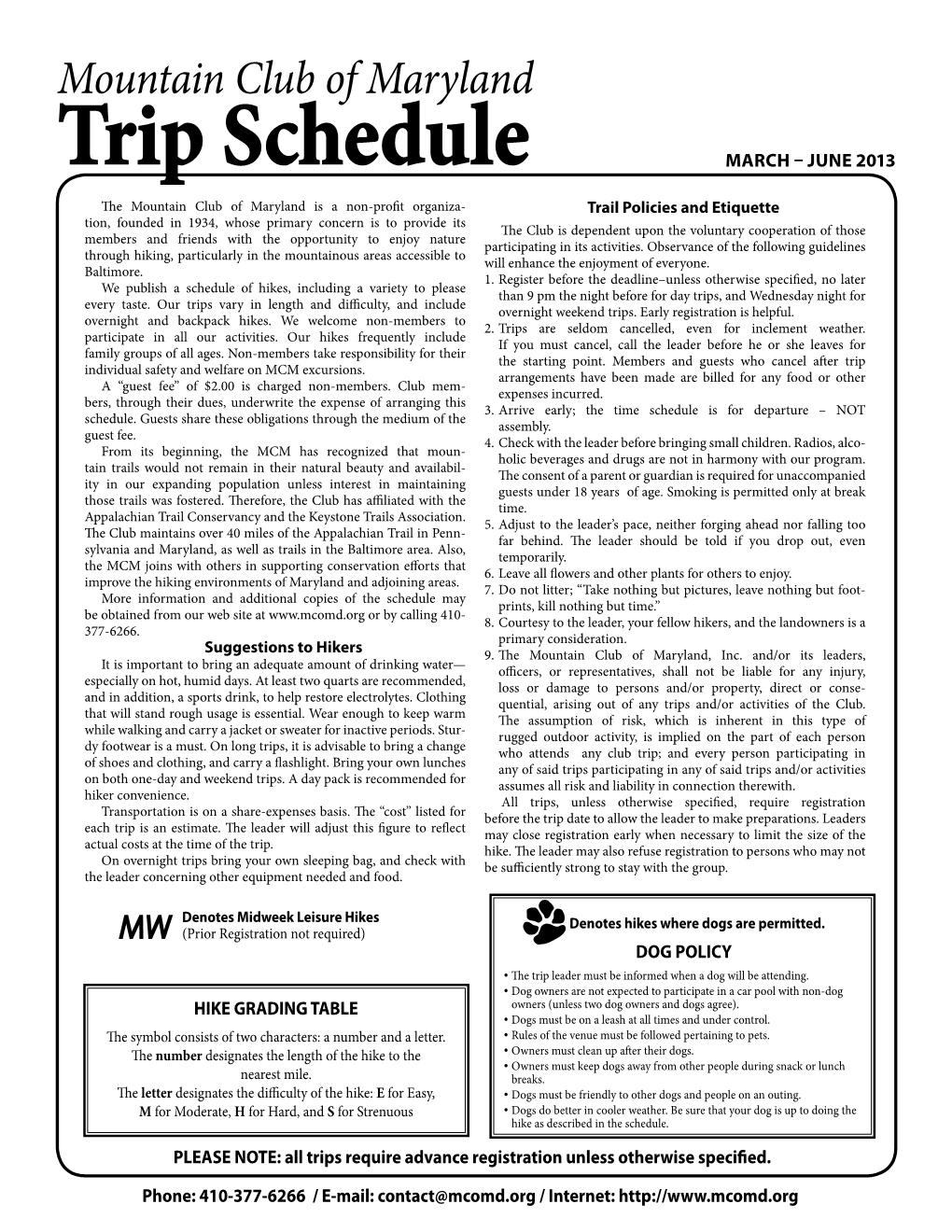 Trip Schedule