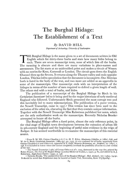 The Burghal Hidage: the Establishment of a Text