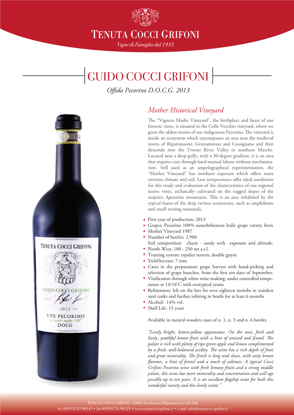 GUIDO COCCI GRIFONI O Da Pecorino D.O.C.G