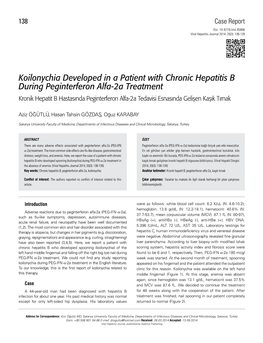 Koilonychia Developed in a Patient with Chronic Hepatitis B During