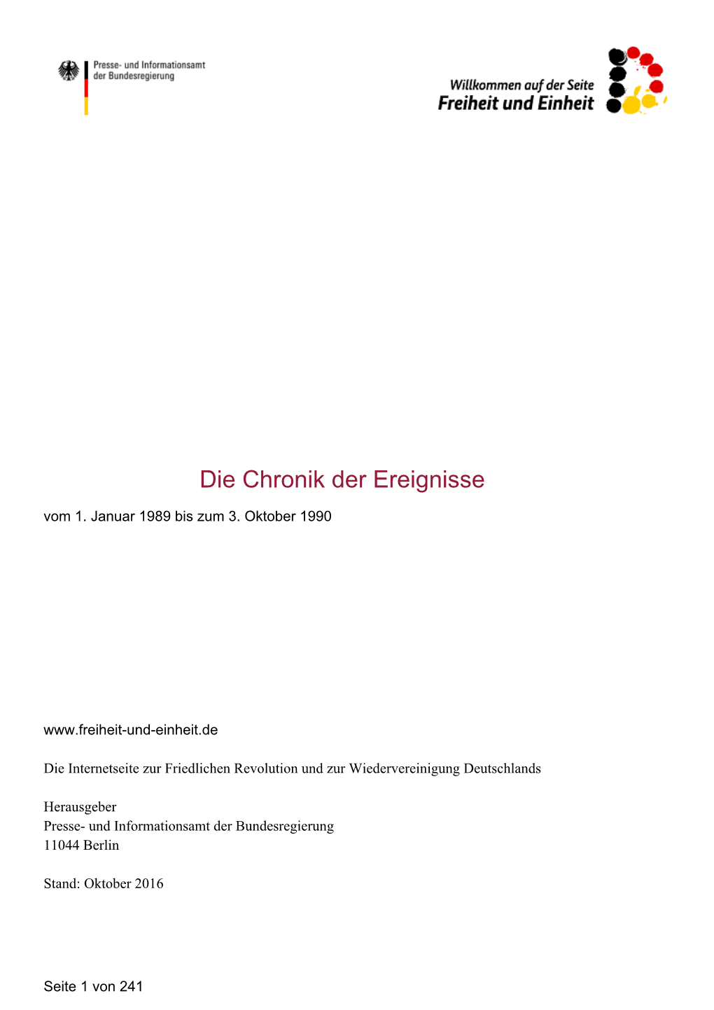 Die Chronik Der Ereignisse Vom 1