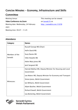Concise Minutes - Economy, Infrastructure and Skills Committee