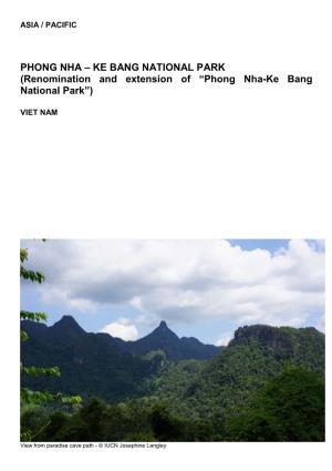 Renomination and Extension of “Phong Nha-Ke Bang National Park”)