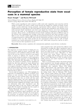 Perception of Female Reproductive State from Vocal