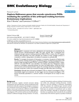 Daphnia Halloween Genes That Encode Cytochrome P450s