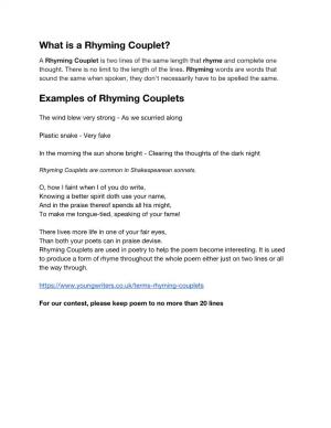 What Is a Rhyming Couplet? Examples of Rhyming Couplets