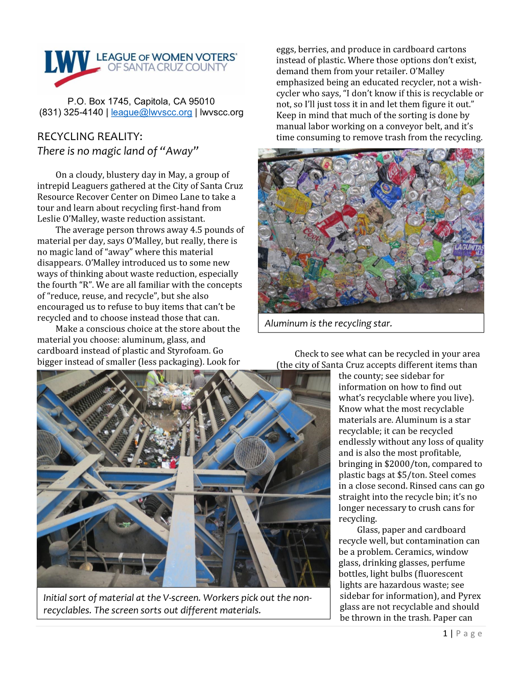 RECYCLING REALITY Time Consuming to Remove Trash from the Recycling DocsLib