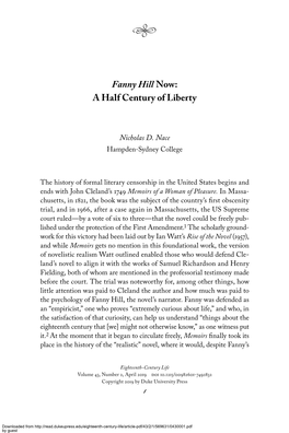 Fanny Hill Now: a Half Century of Liberty