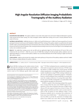 High Angular Resolution Diffusion Imaging Probabilistic Tractography of the Auditory Radiation