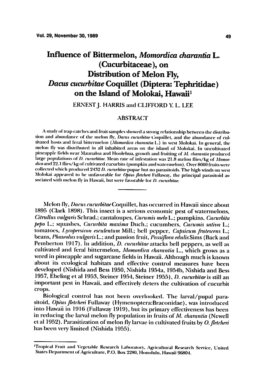 Influence of Bittermelon, Momordica Charantia L