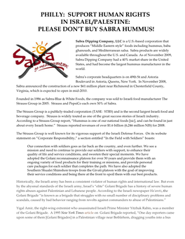 Please Don't Buy Sabra Hummus!