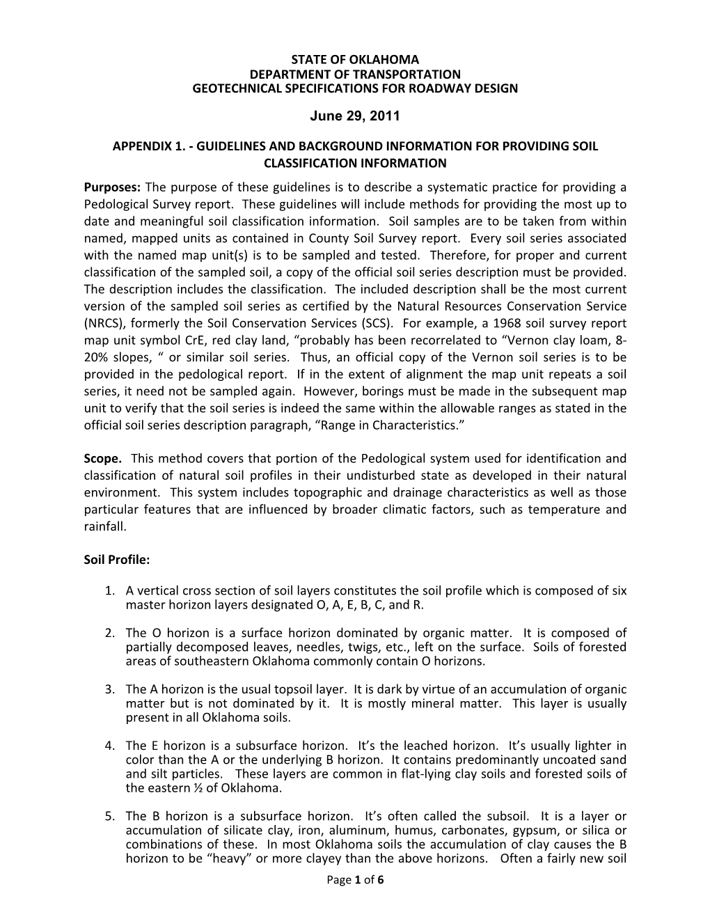 Guidelines and Background Providing Soil Classification Information