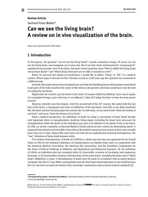 Can We See the Living Brain? a Review on in Vivo Visualization of the Brain