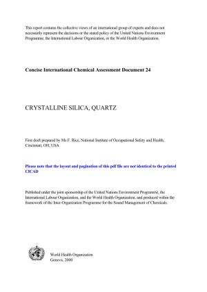 Crystalline Silica, Quartz