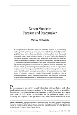 Nelson Mandela: Partisan and Peacemaker