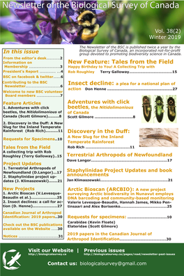 Newsletter of the Biological Survey of Canada