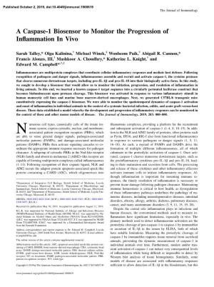 A Caspase-1 Biosensor to Monitor the Progression of Inflammation in Vivo