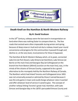 Death Knell on the Hamilton & North Western Railway