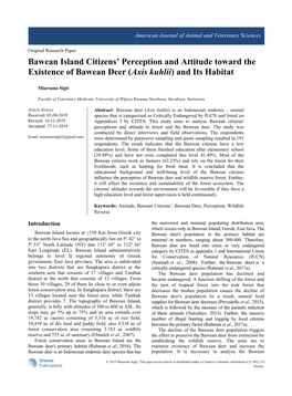 Bawean Island Citizens' Perception and Attitude Toward the Existence Of