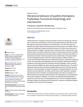 Vibrational Behavior of Psyllids (Hemiptera: Psylloidea): Functional Morphology and Mechanisms