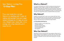 Your Reboot Juicing Plus What’S a Reboot?