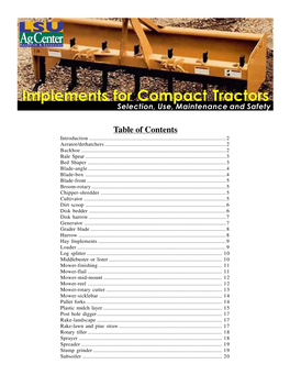 Implements for Compact Tractors