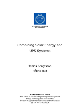 Combining Solar Energy and UPS Systems