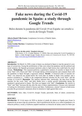 Fake News During the Covid-19 Pandemic in Spain: a Study Through Google Trends