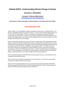 Module MA74: Understanding Climate Change in Society