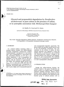 Glycerol and Propanediols Degradation by Desulfovibrio