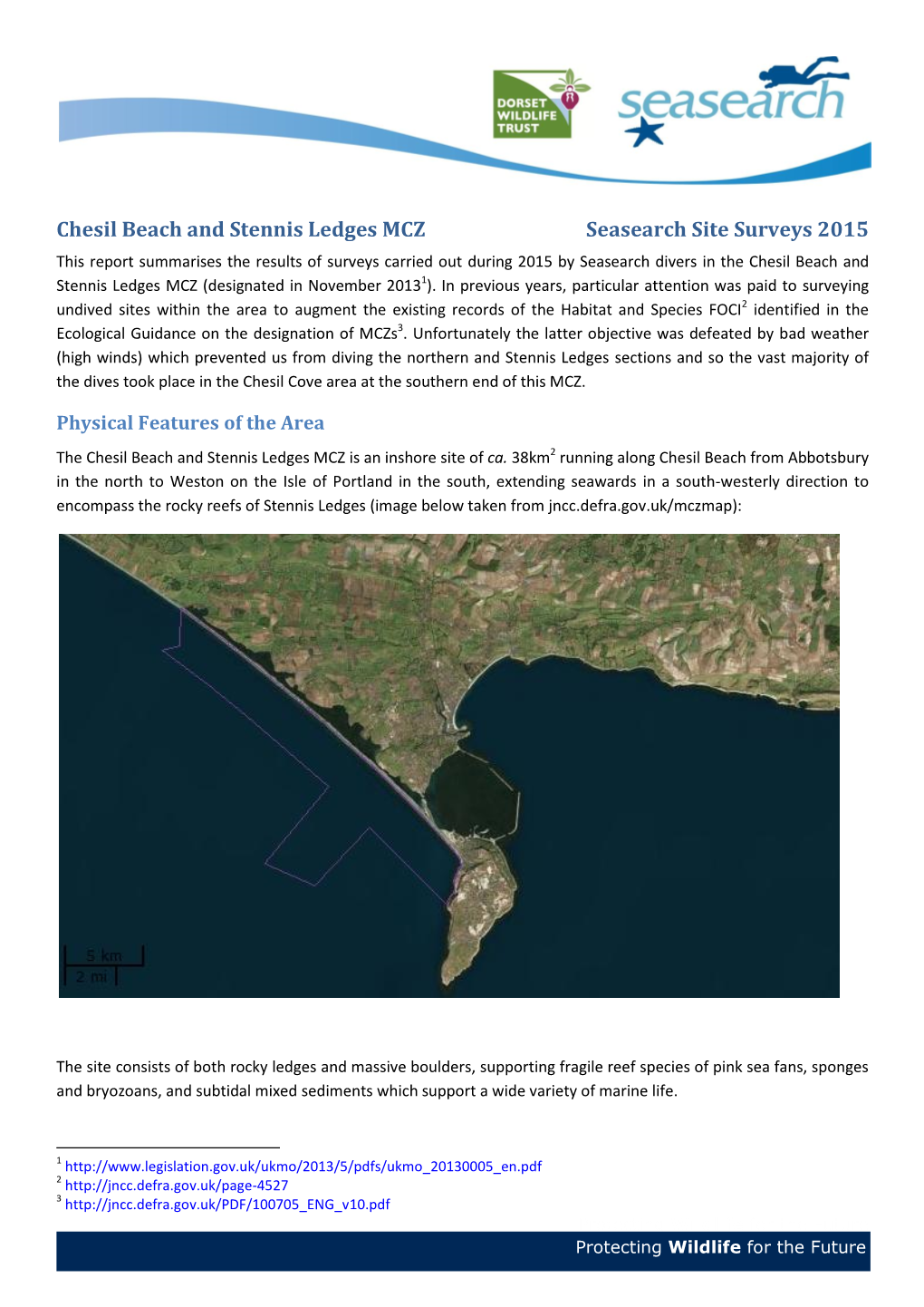 Chesil Beach and Stennis Ledges MCZ Seasearch Site Surveys 2015