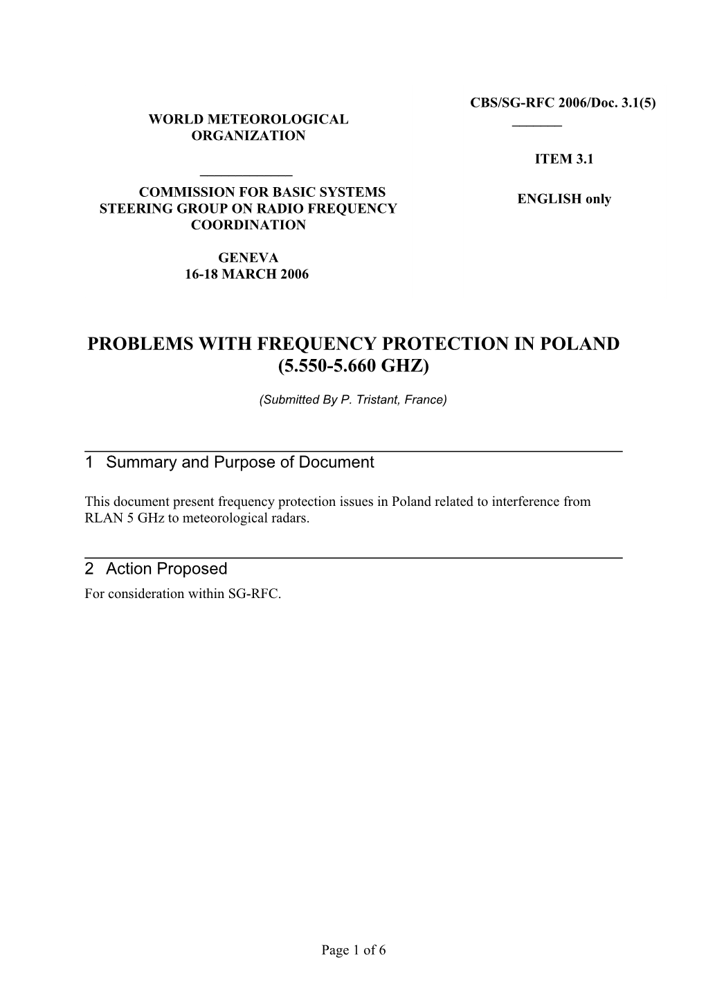 Frequency Protection for Meteorological Radar Networks