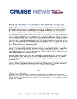 Brand New Mississippi Sternwheeler from American Cruise Lines