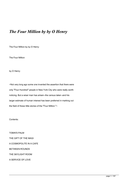 The Four Million by by O Henry&lt;/H1&gt;