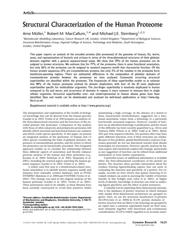 Structural Characterization of the Human Proteome